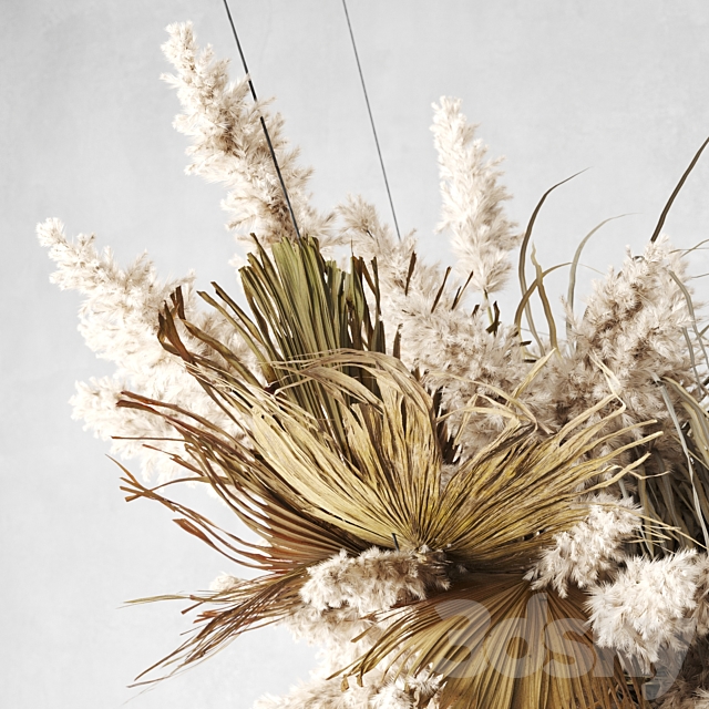 Pendant decor of Pampas grass and dried palm leaves 3DSMax File - thumbnail 2