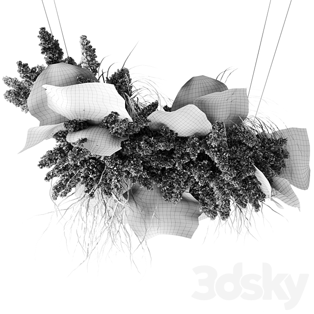 Pendant decor of Pampas grass and dried palm leaves 3DSMax File - thumbnail 4