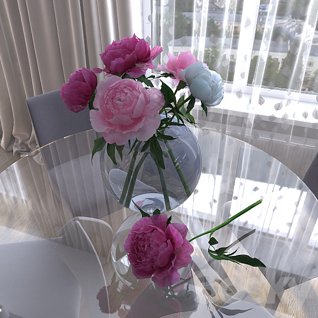 Peonies 3DS Max Model - thumbnail 2