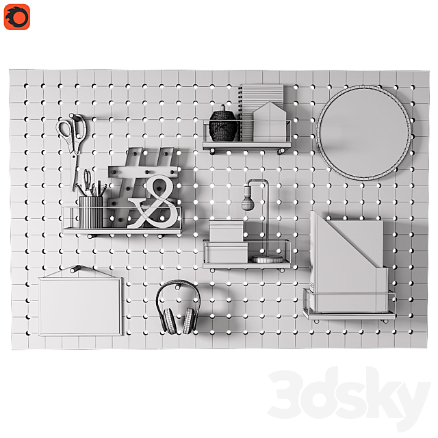 Perforated board organizer 2 3DSMax File - thumbnail 3