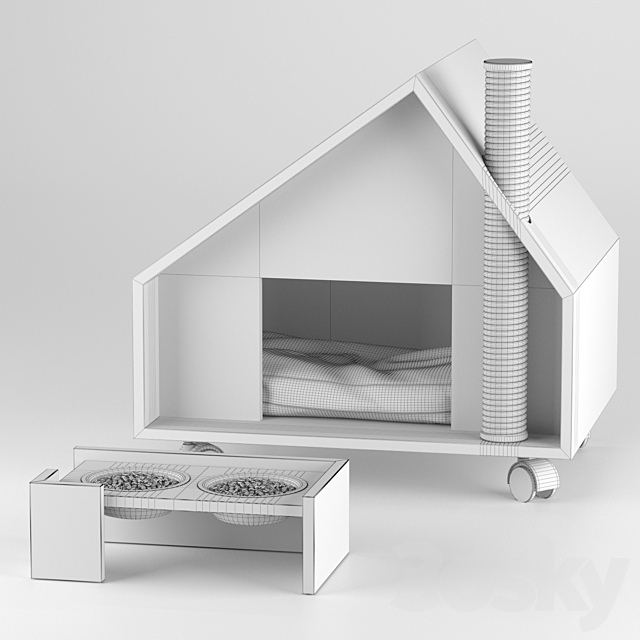 Pet house Terrace and bowl Roy 3DS Max Model - thumbnail 2