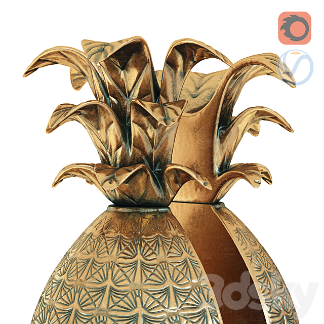 Pineapple Book Ends Brass 3DS Max Model - thumbnail 3