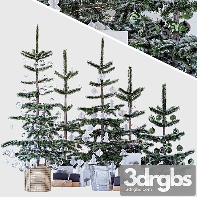 Plant Christmas tree set 1 3dsmax Download - thumbnail 1