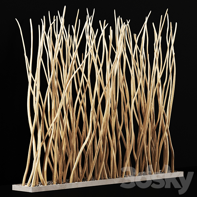 Planter dry branch wall decor _ Cache-pot partition of dry branches 3DS Max Model - thumbnail 2