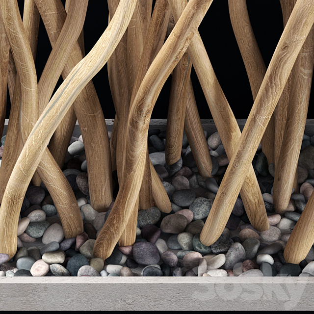 Planter dry branch wall decor _ Cache-pot partition of dry branches 3DS Max Model - thumbnail 4