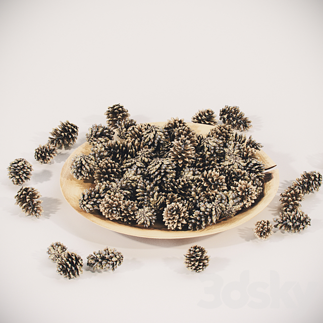 Plate with pine cones 3DSMax File - thumbnail 1