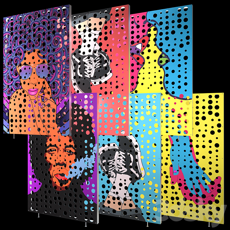 Pop Art Perforated Metal Panel 3DS Max Model - thumbnail 2