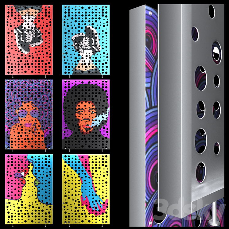 Pop Art Perforated Metal Panel 3DS Max Model - thumbnail 3