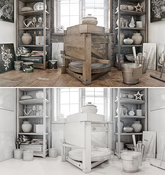 Potter’s workshop \\ Creative studio. 3DS Max Model - thumbnail 2