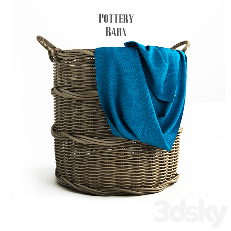 Pottery barn Chelsea Woven Arurog Rattan Basket Extra-Large Oval 3DS Max - thumbnail 1