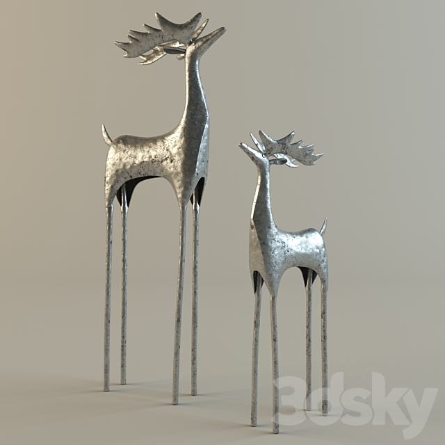 Pottery Barn Hammered Metal Reindeer 3ds Max - thumbnail 1