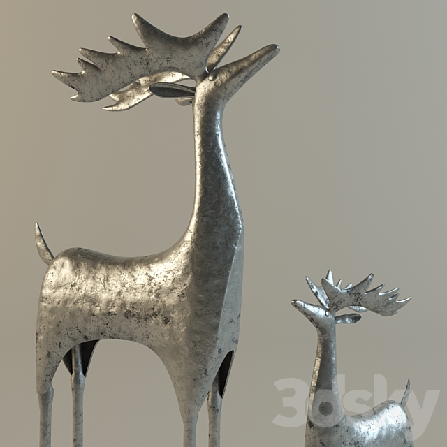 Pottery Barn Hammered Metal Reindeer 3ds Max - thumbnail 2