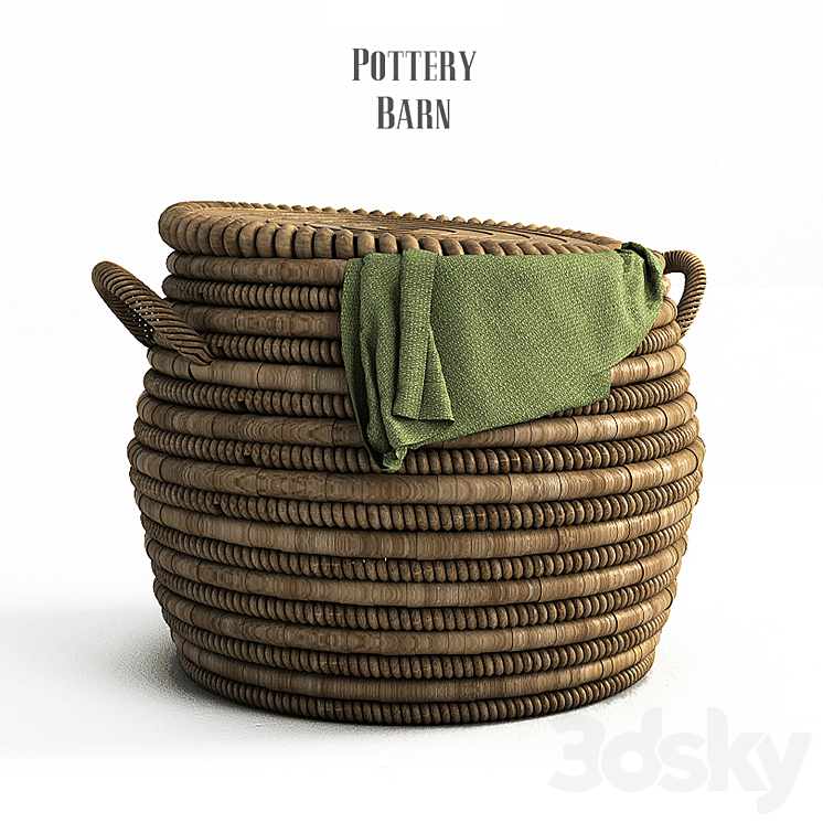 Pottery barn Lexine Round Lidded Basket 3DS Max - thumbnail 1