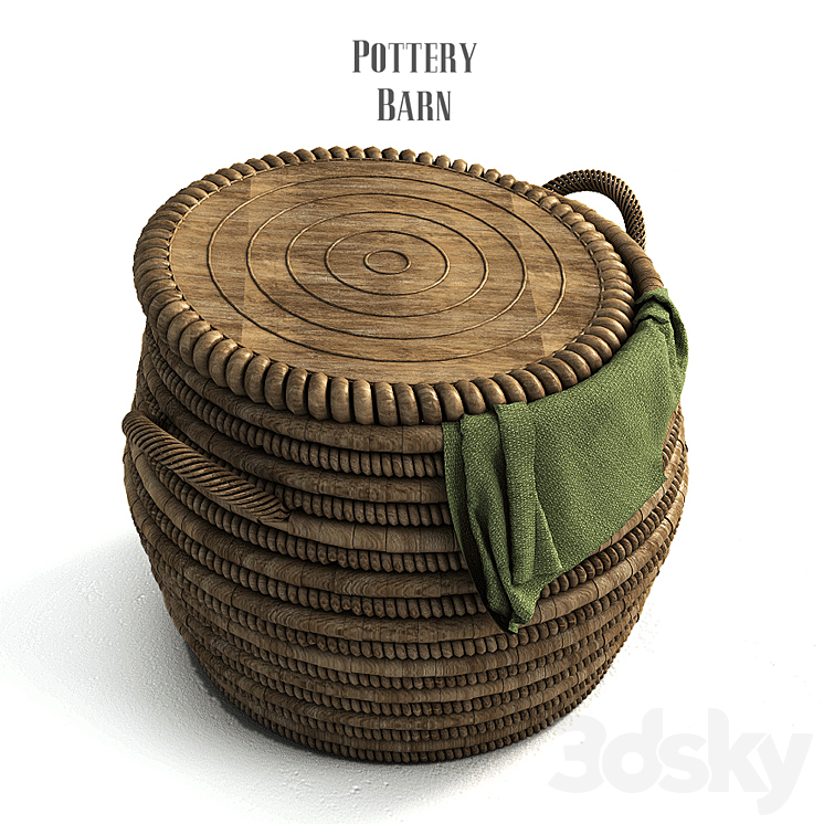 Pottery barn Lexine Round Lidded Basket 3DS Max - thumbnail 2