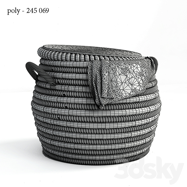 Pottery barn. Lexine Round Lidded Basket 3DSMax File - thumbnail 3