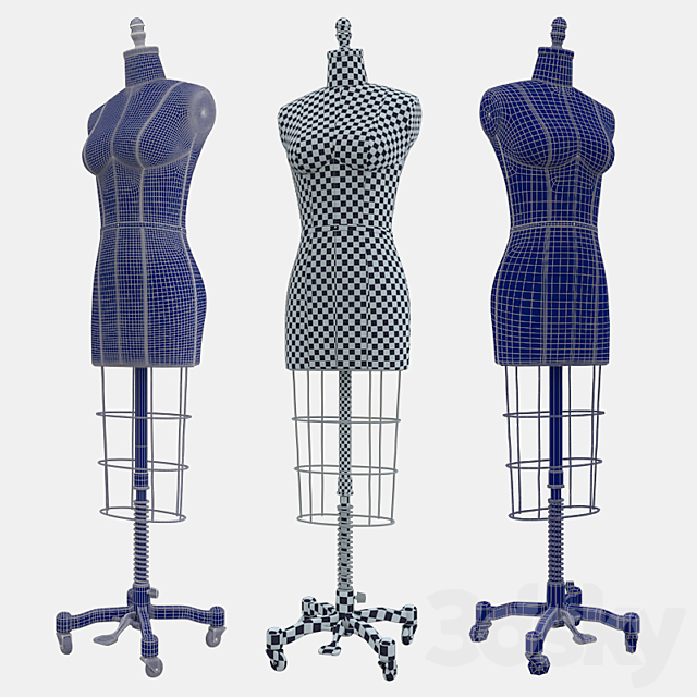 Professional Dress Form With Collapsible Shoulders Size 6 3DS Max Model - thumbnail 3