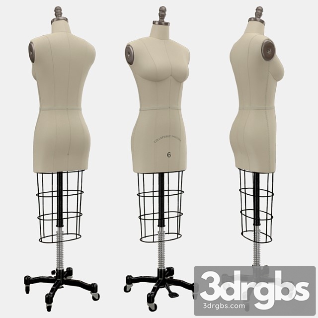 Professional dress form with collapsible shoulders size 6 3dsmax Download - thumbnail 1