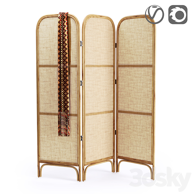 Rattan and wicker screen Masaya 3DS Max - thumbnail 1