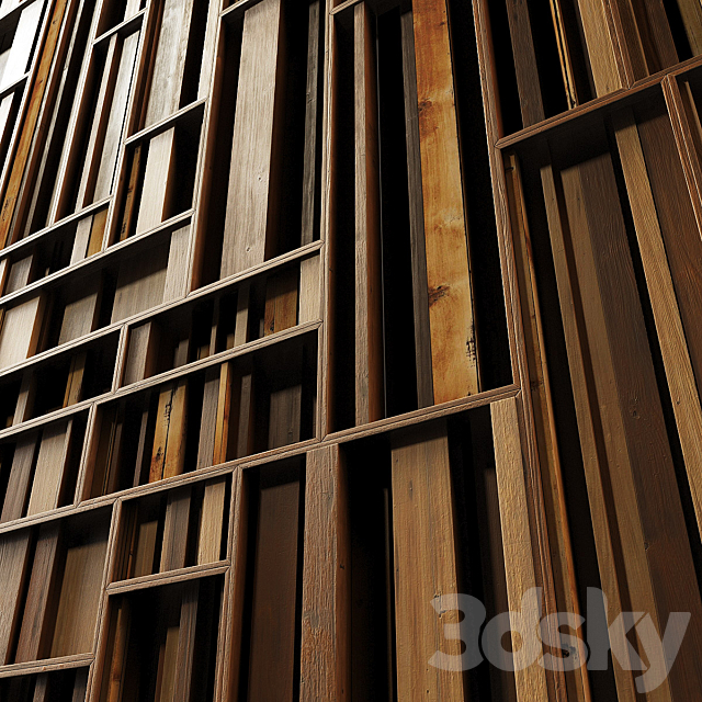 Rectangle wood panel rail n2 _ Wooden rectangular panel from rails # 2 3DS Max Model - thumbnail 3