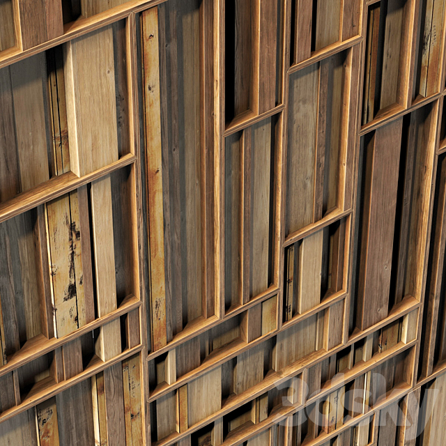 Rectangle wood panel rail n2 _ Wooden rectangular panel from rails # 2 3DS Max Model - thumbnail 4