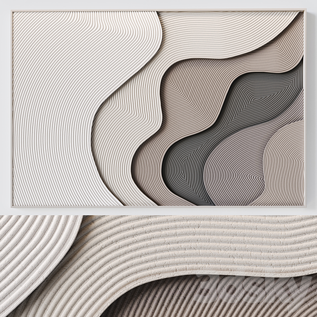 Relief wall panel with waves 3ds Max - thumbnail 1