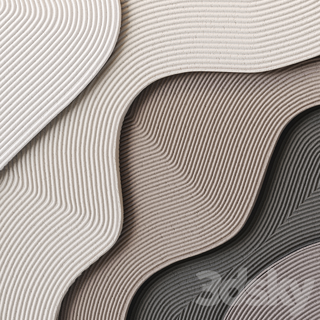 Relief wall panel with waves 3ds Max - thumbnail 2