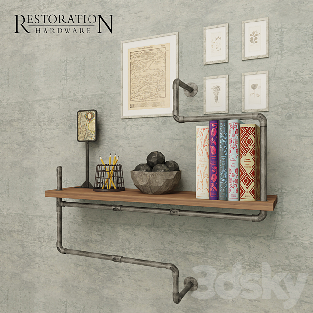 Restoration Hardware. Decorative set # 6 3DSMax File - thumbnail 1