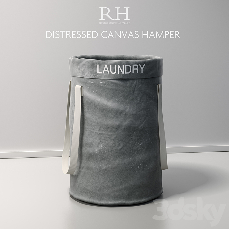 Restoration Hardware Distressed Canvas Hamper 3DS Max - thumbnail 1