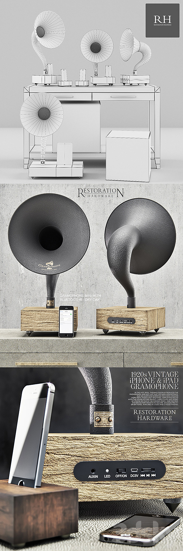 Restoration Hardware – Gramophone Set 3DS Max Model - thumbnail 3