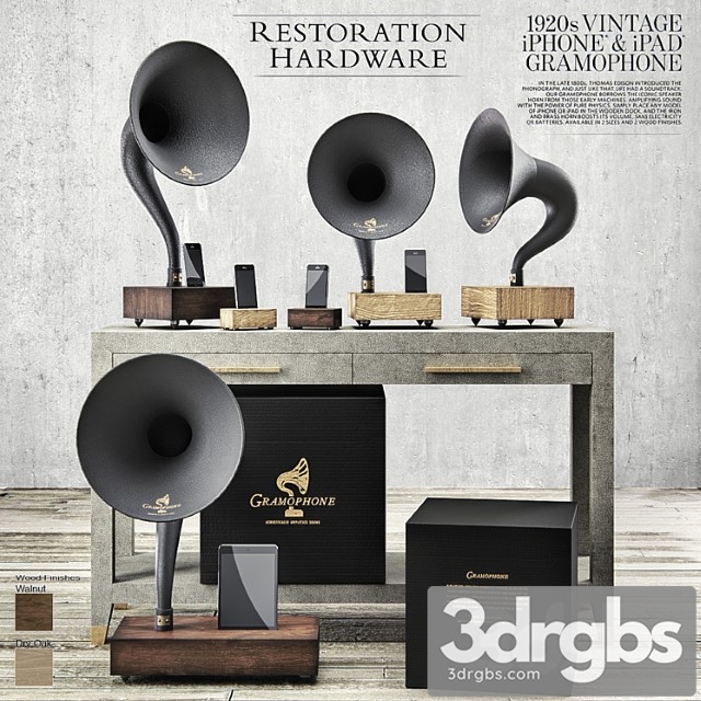 Restoration hardware – gramophone set 3dsmax Download - thumbnail 1