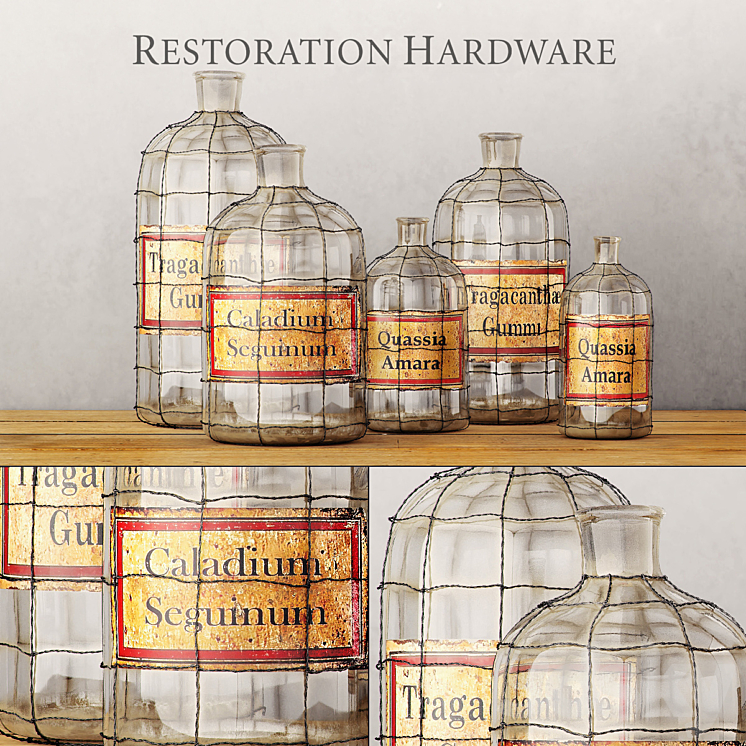 RH \/ 19TH C. CAGED APOTHECARY BOTTLE COLLECTION 3DS Max - thumbnail 1