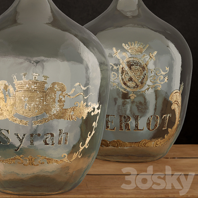 RH _ 1920S HAND-BLOWN WINE BOTTLE COLLECTION 3DS Max Model - thumbnail 3