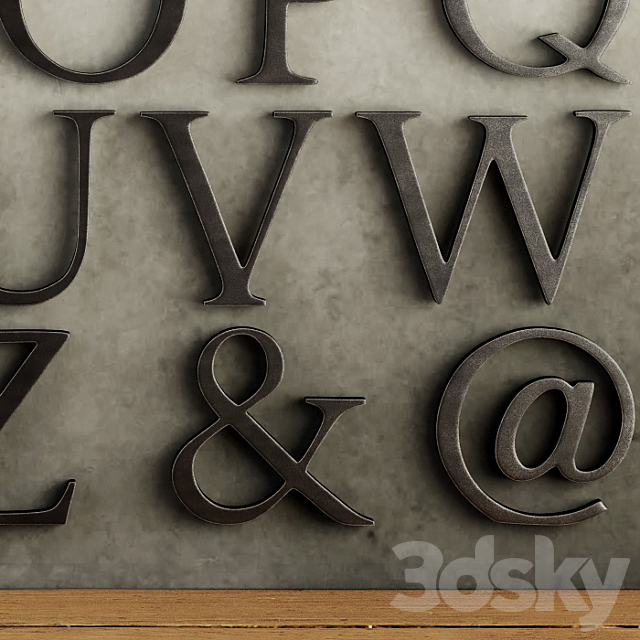 RH _ CAST METAL LETTER OBJECTS 3DSMax File - thumbnail 3