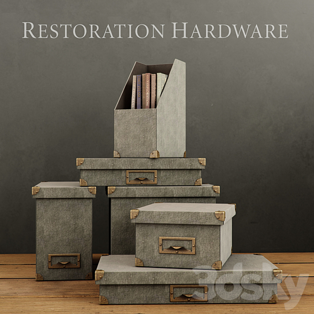 RH _ LINEN OFFICE STORAGE ACCESSORIES FOG 3DSMax File - thumbnail 1