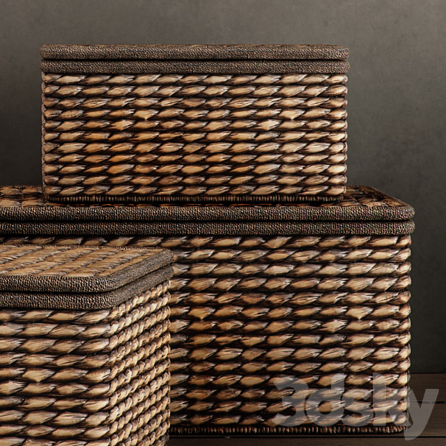 RH _ SEAGRASS STORAGE BOXES CHOCOLATE 3DS Max Model - thumbnail 3