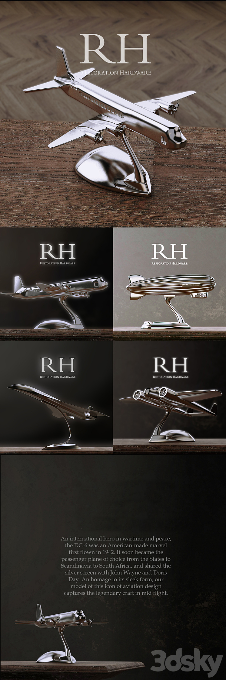 RH AIRCRAFTS DECORATION SET OF 4 3DS Max - thumbnail 1