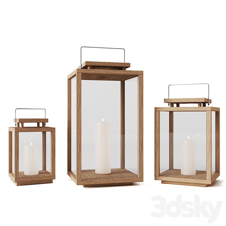 Rh Treviso Teak Lantern 3DS Max - thumbnail 1