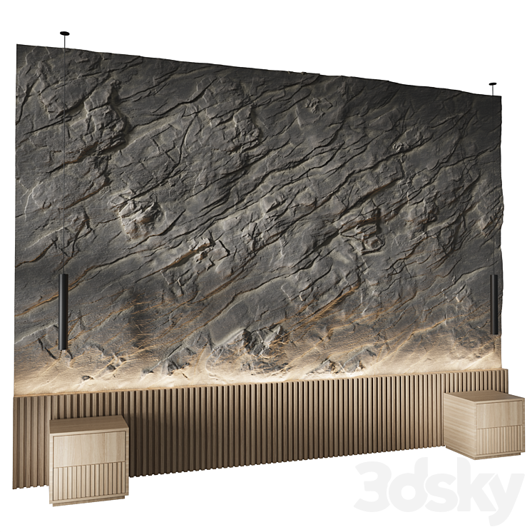 Rock headboard headboard stone panels 3DS Max Model - thumbnail 2