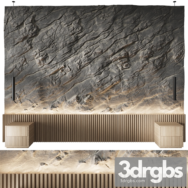 Rock Headboard Headboard Stone Panels 3dsmax Download - thumbnail 1