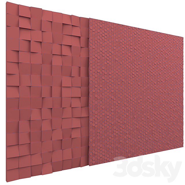 Rose Gold Panels Cubes & Hexagons 3DS Max Model - thumbnail 4