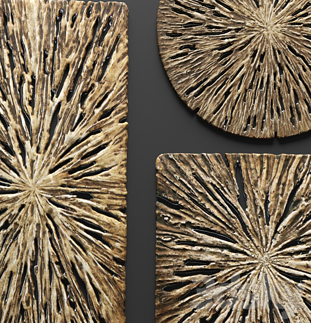 Rotten Wood Wall Art – Set. panel. wall decor. stone carving. sculpture. painting. art. contemporary art 3DSMax File - thumbnail 2