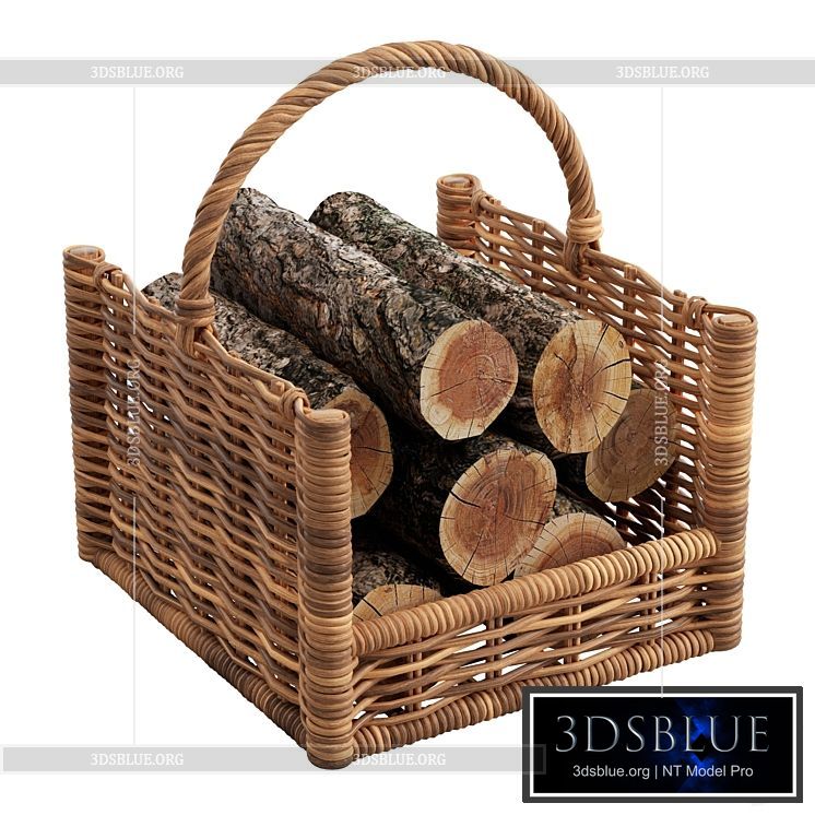 Round Rattan Log Basket 3DS Max - thumbnail 3