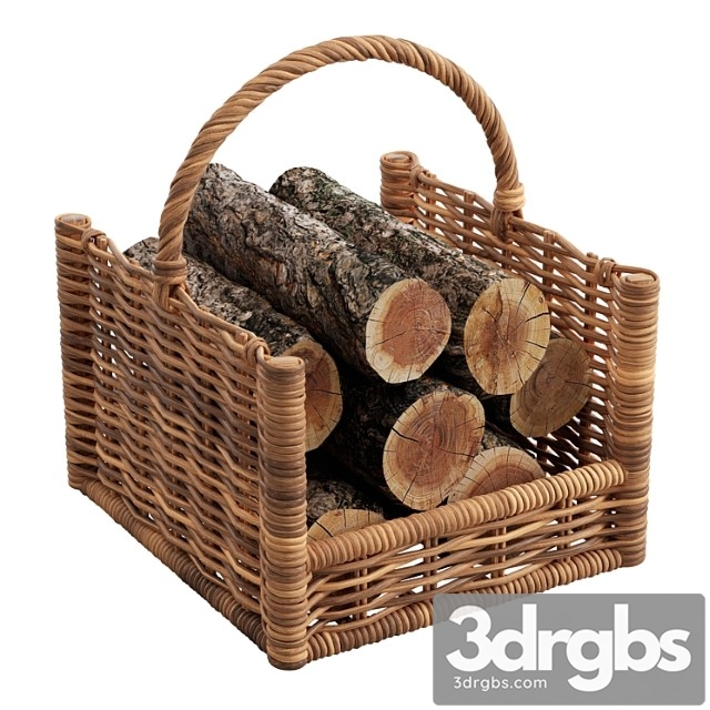 Round Rattan Log Basket 3dsmax Download - thumbnail 1