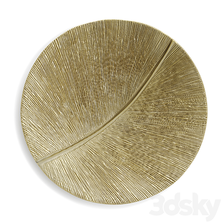 Round wall panel leaf curcle gold 3DS Max - thumbnail 1