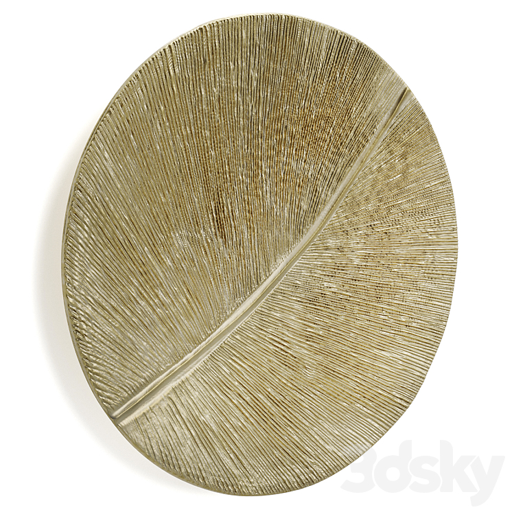 Round wall panel leaf curcle gold 3DS Max - thumbnail 2