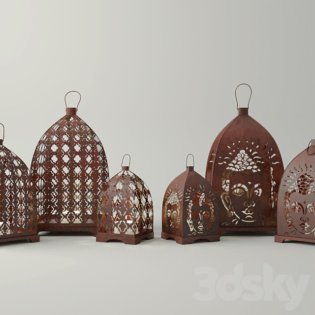 Rust Lantern Set 3ds Max - thumbnail 1