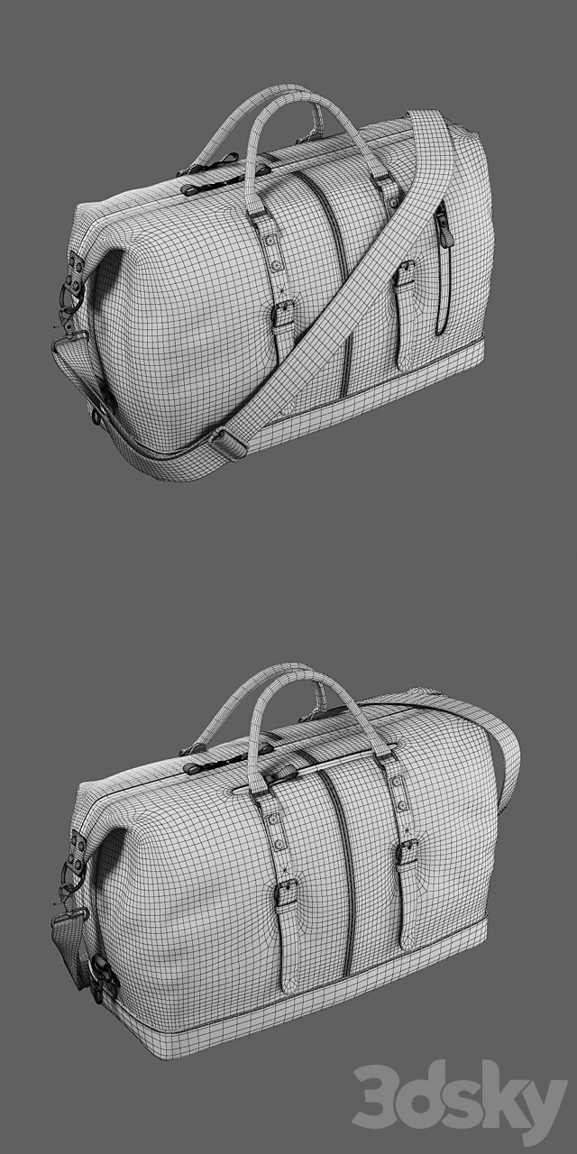 S-ZONE Trim Travel Tote Duffel Shoulder Handbag Weekend Bag 3DSMax File - thumbnail 3