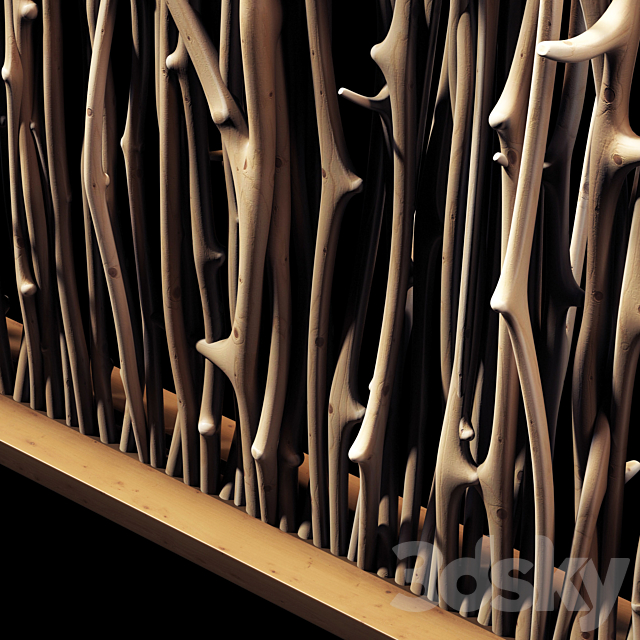 Screen branch clear decor n1 _ Screen of peeled branches for decor # 1 3DSMax File - thumbnail 4