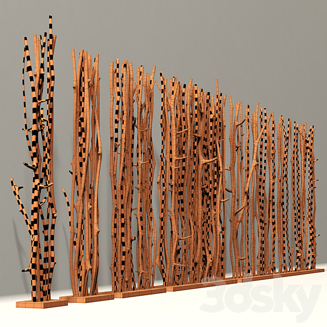 Screen branch clear decor n1 _ Screen of peeled branches for decor # 1 3DSMax File - thumbnail 5