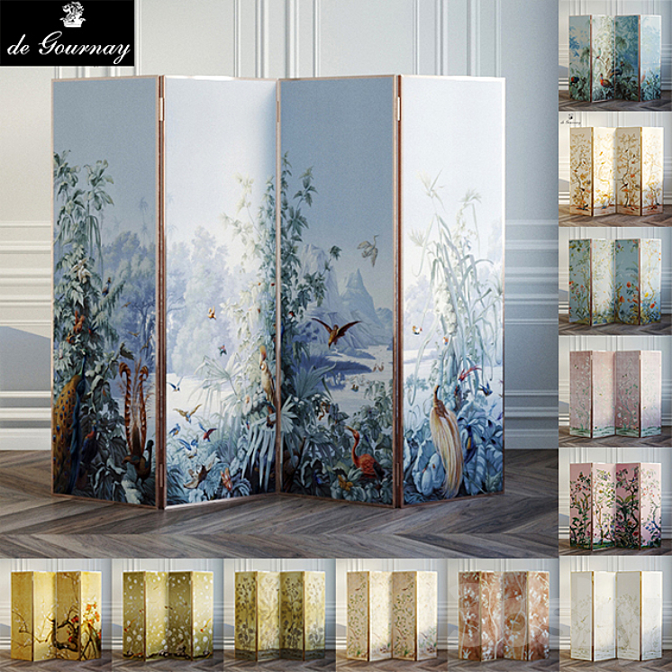 Screen covers with wallpaper De Gournay 3DS Max - thumbnail 1